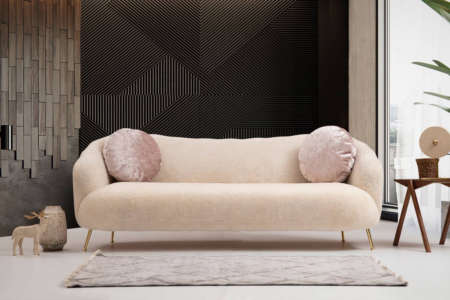 Design 3 személyes kanapé Adalia 215 cm bézs