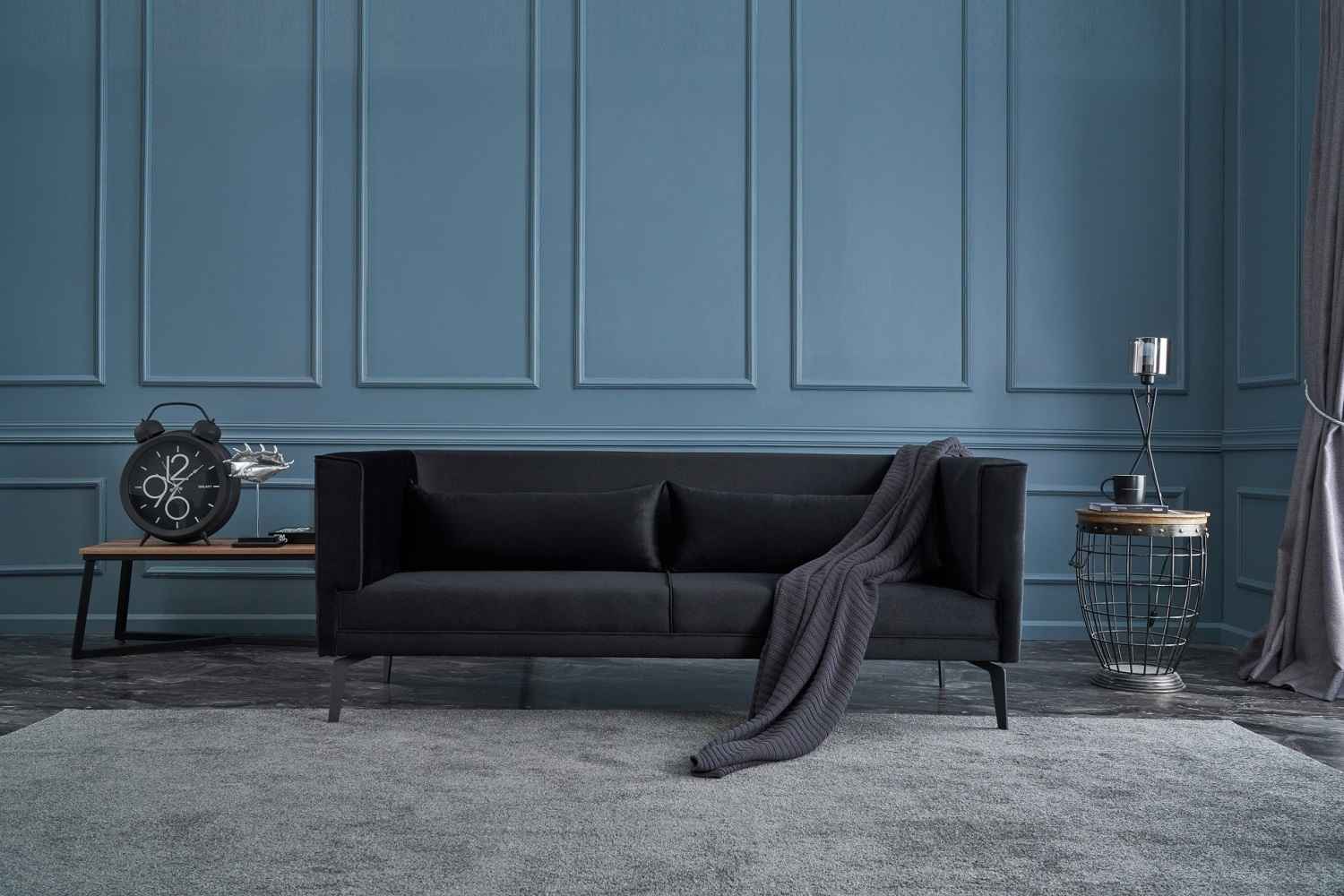 Design 3 személyes kanapé Caelus 197 cm fekete