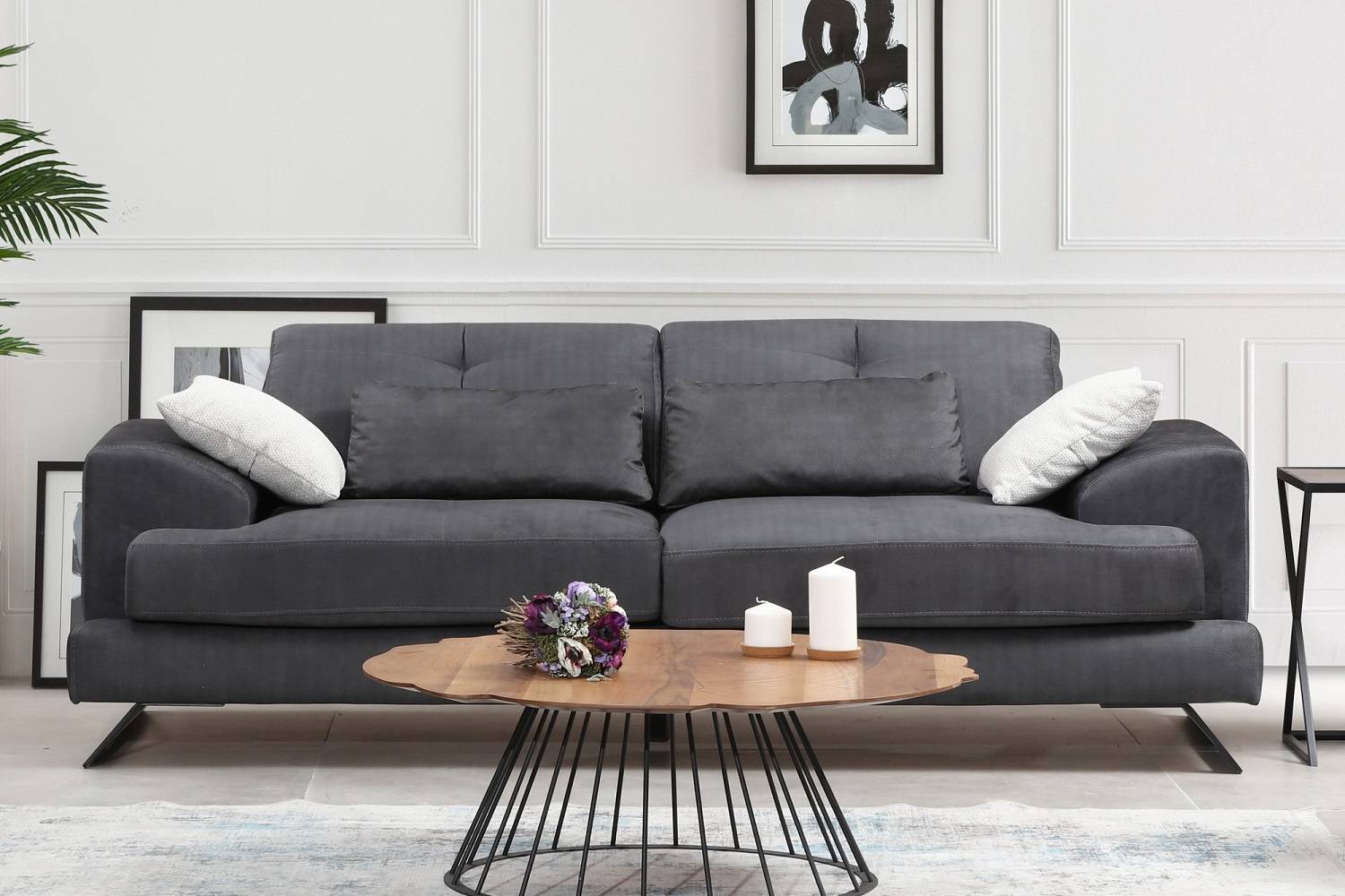 Design 3 személyes kanapé Heimana 225 cm antracit