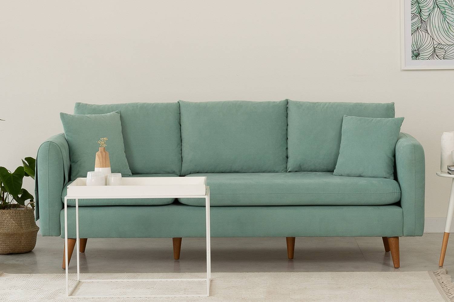 Design 3-személyes kanapé Payson 215 cm tenger zöld
