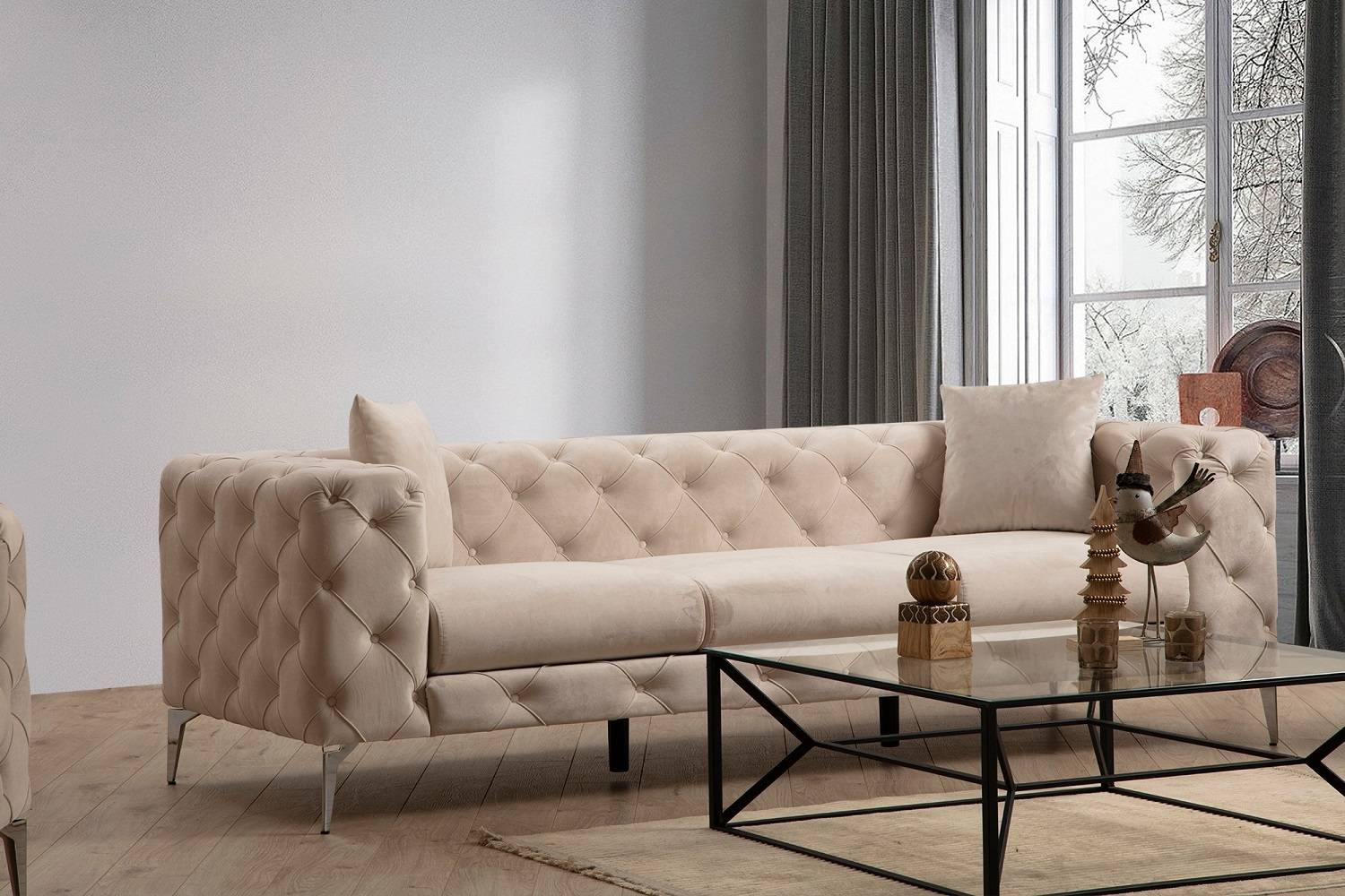 Design 3 személyes kanapé Rococo 237 cm ecru