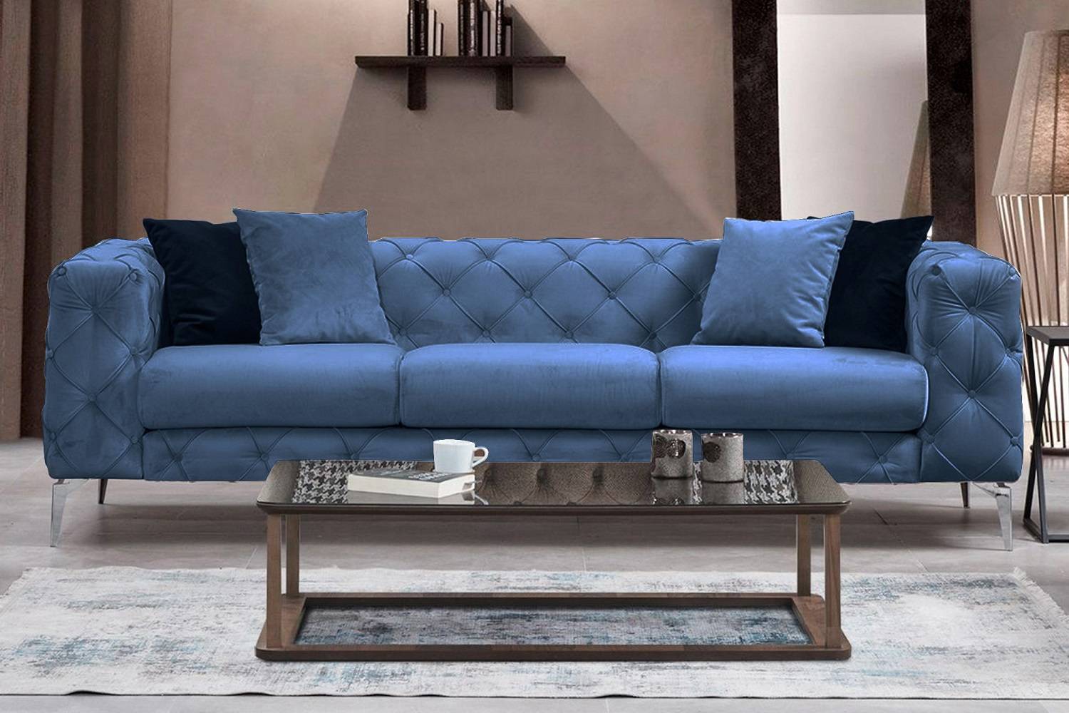 Design 3 személyes kanapé Rococo 237 cm kék