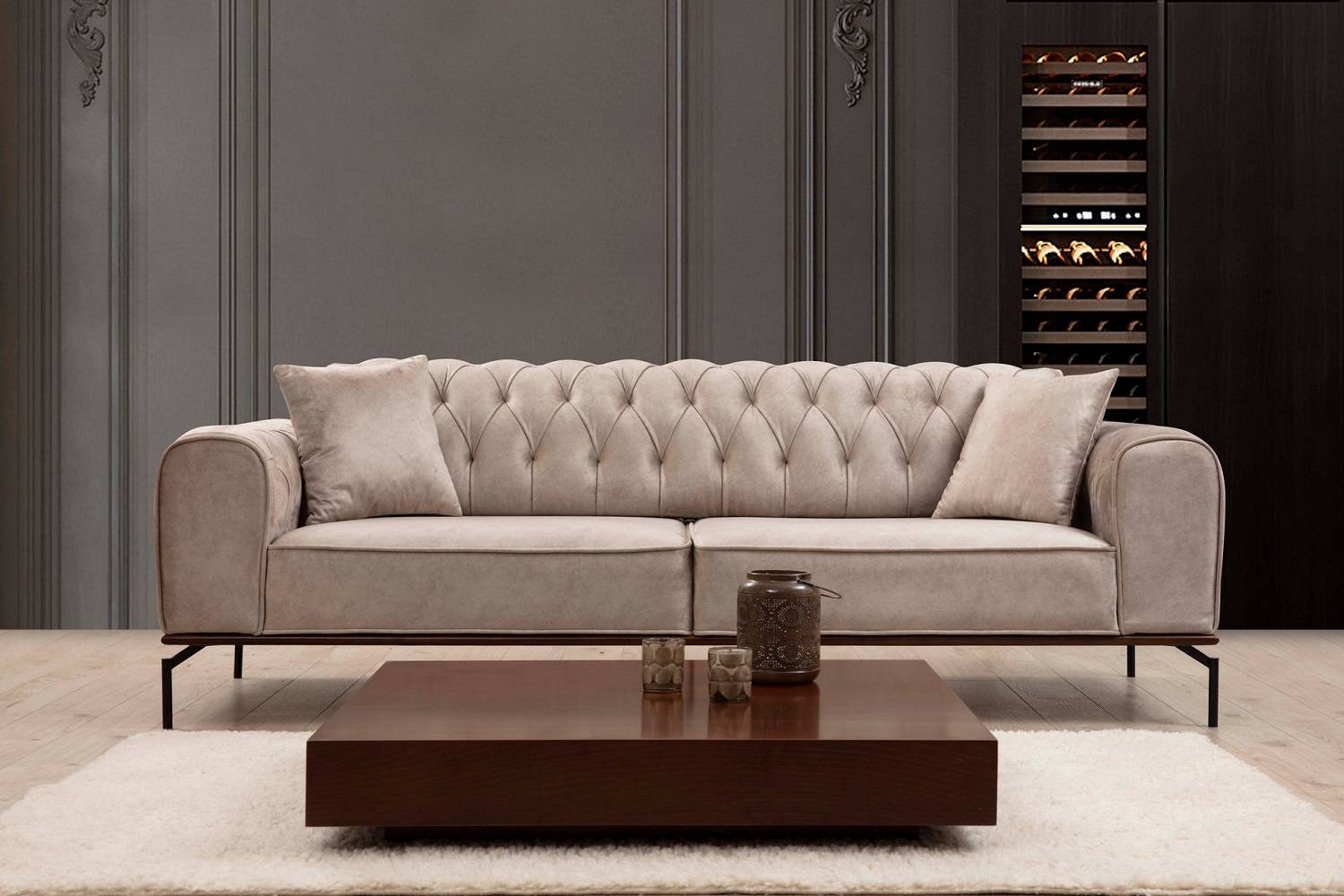 Design 3-személyes kanapé Tamarice 230 cm krém