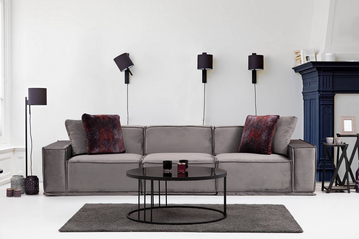 Design 3 személyes kanapé Valtina 300 cm szürke