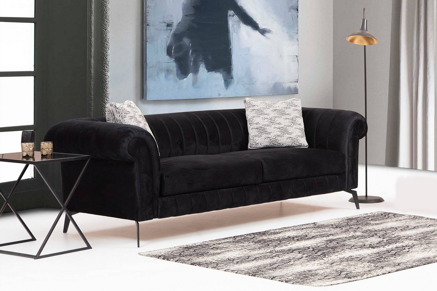 Design 3 személyes kanapé Vendetta 245 cm fekete