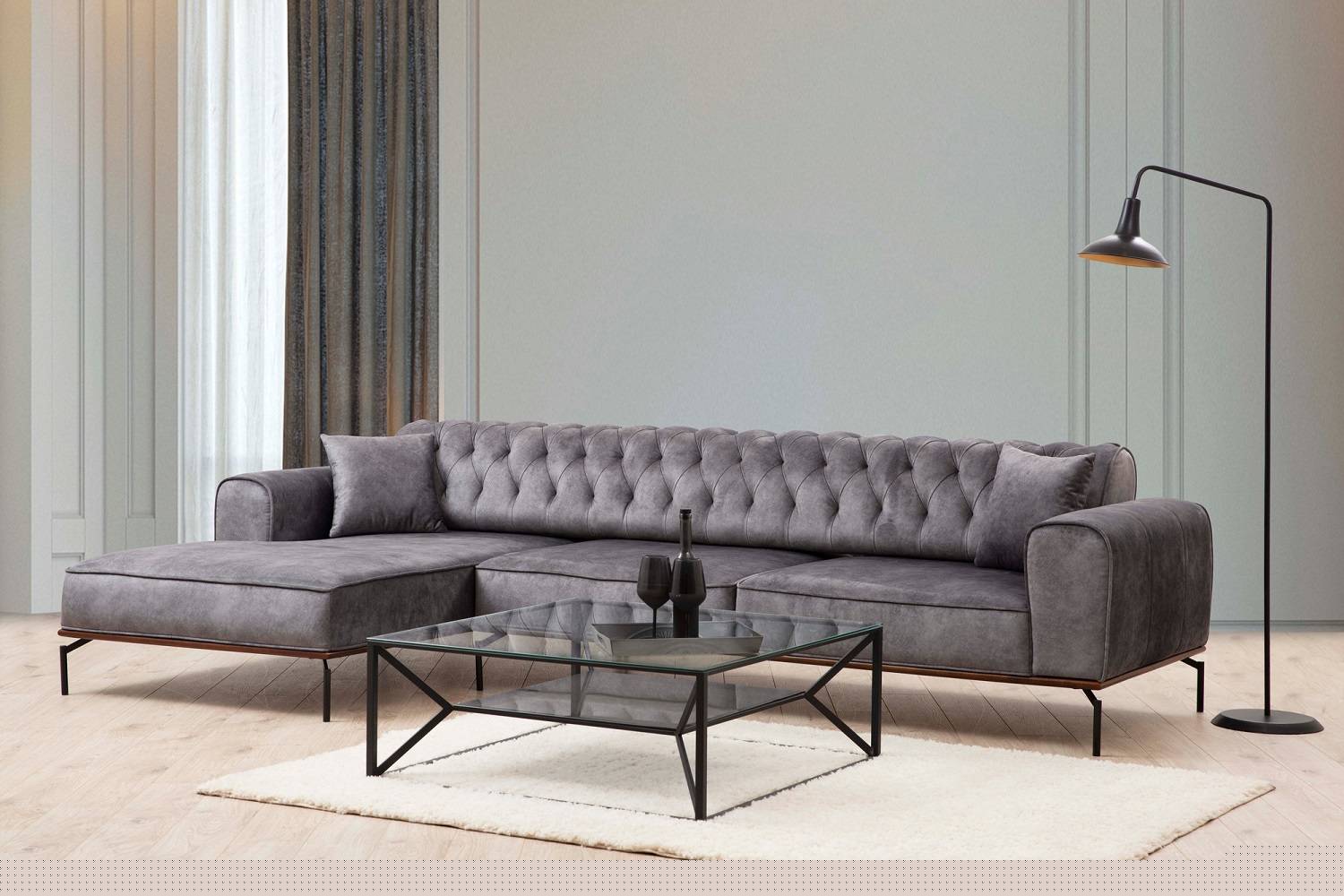 Design sarokkanapé Tamarice antracit - bal