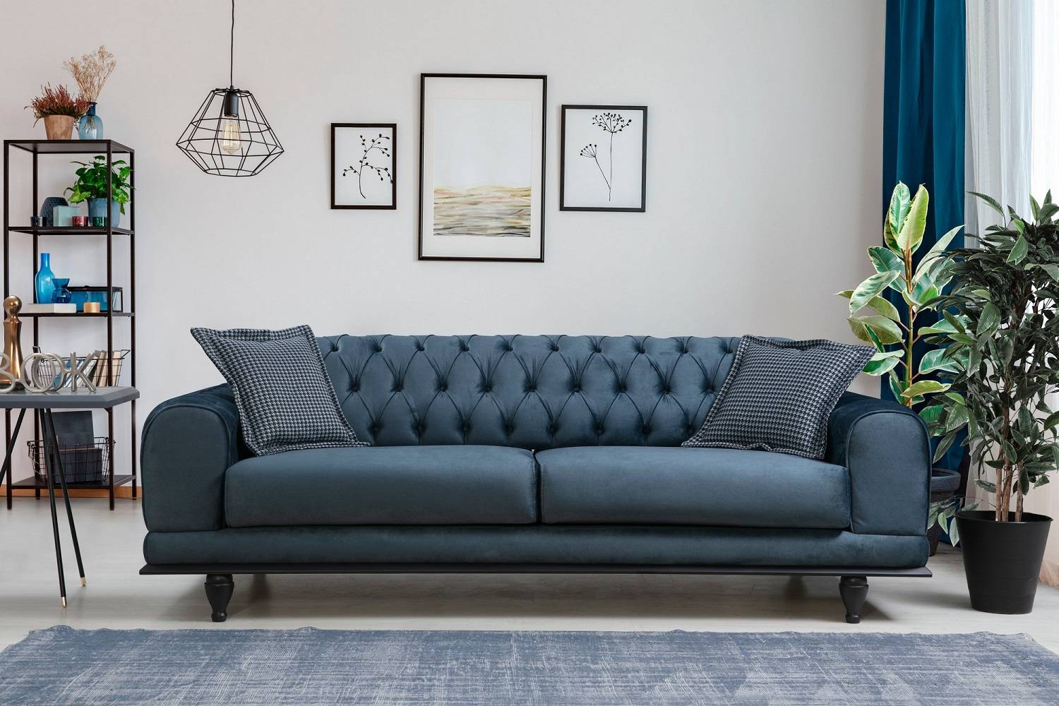 Design ágyazható kanapé Rococo 220 cm kék