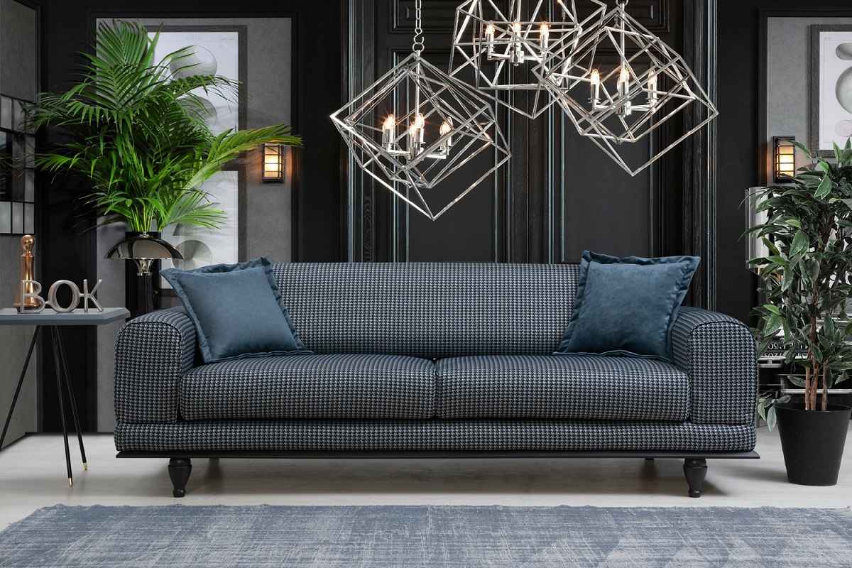 Design ágyazható kanapé Rococo 220 cm sötétkék