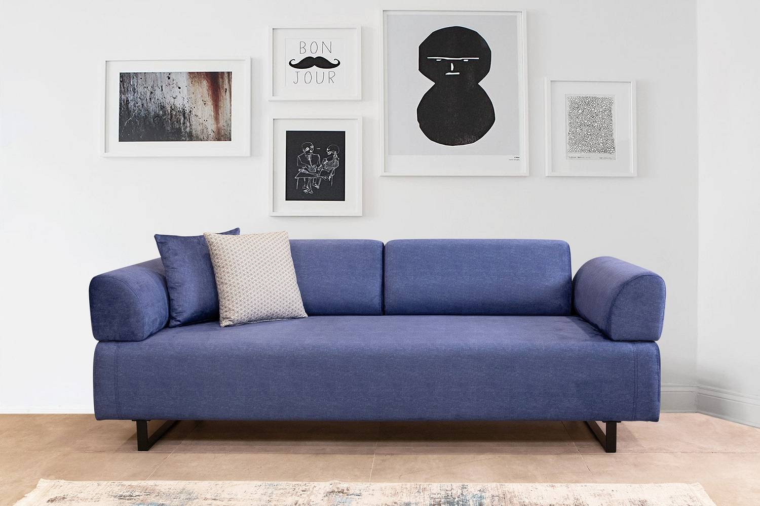 Design ágyazható kanapé Vinaya 220 cm kék