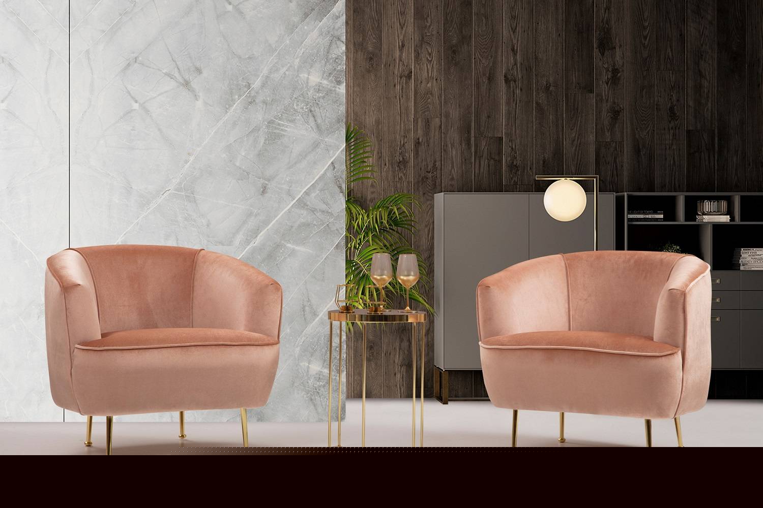 Design fotel Fedella rózsaszín