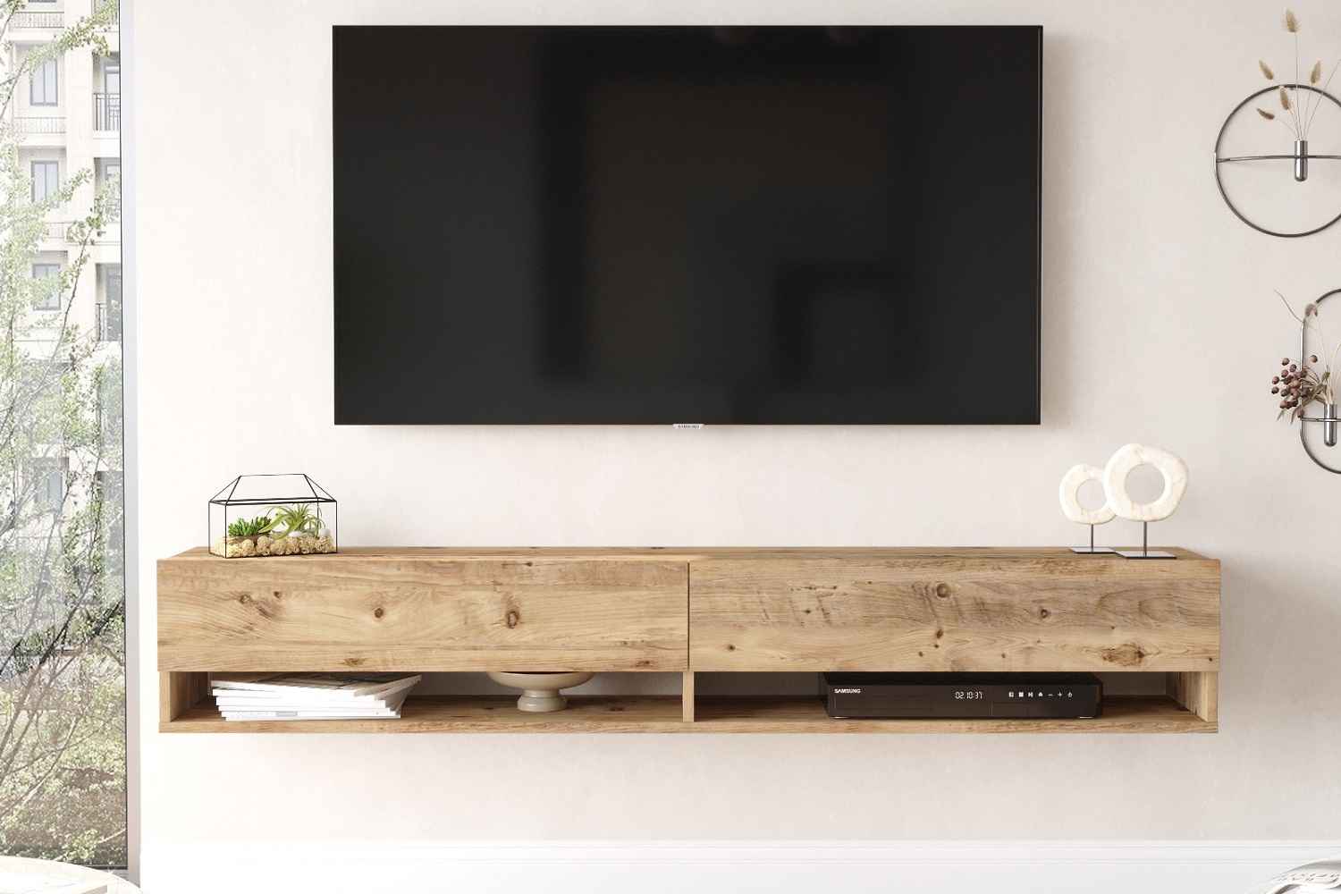 Design falra szerelhető TV asztal Idonia 180 cm fenyő