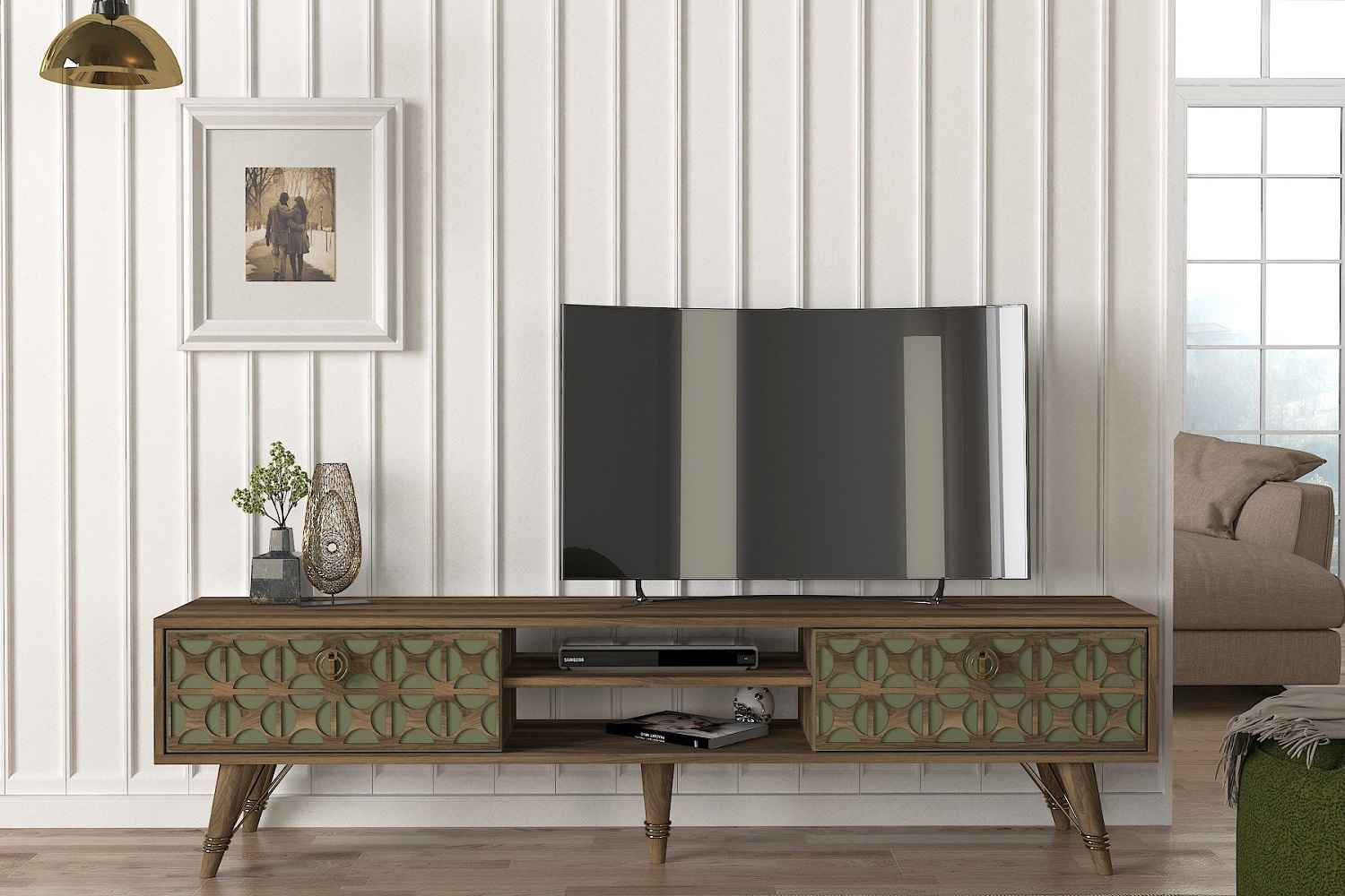 Design TV asztal Asher 180 cm dió utánzata