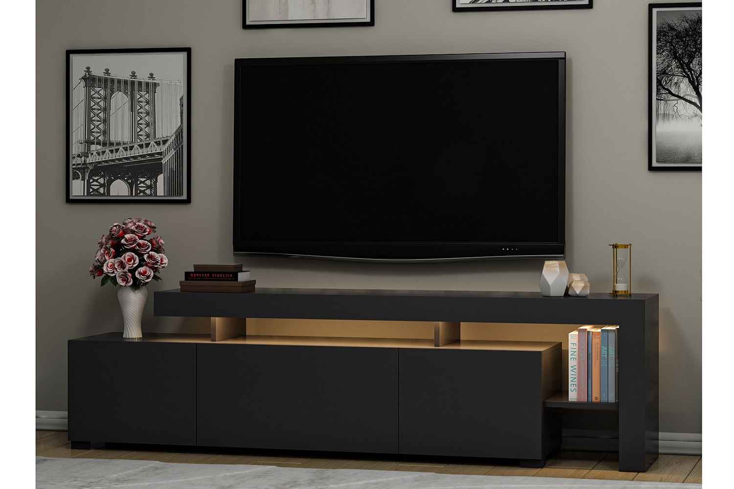 Design TV asztal Calissa 192 cm antracit