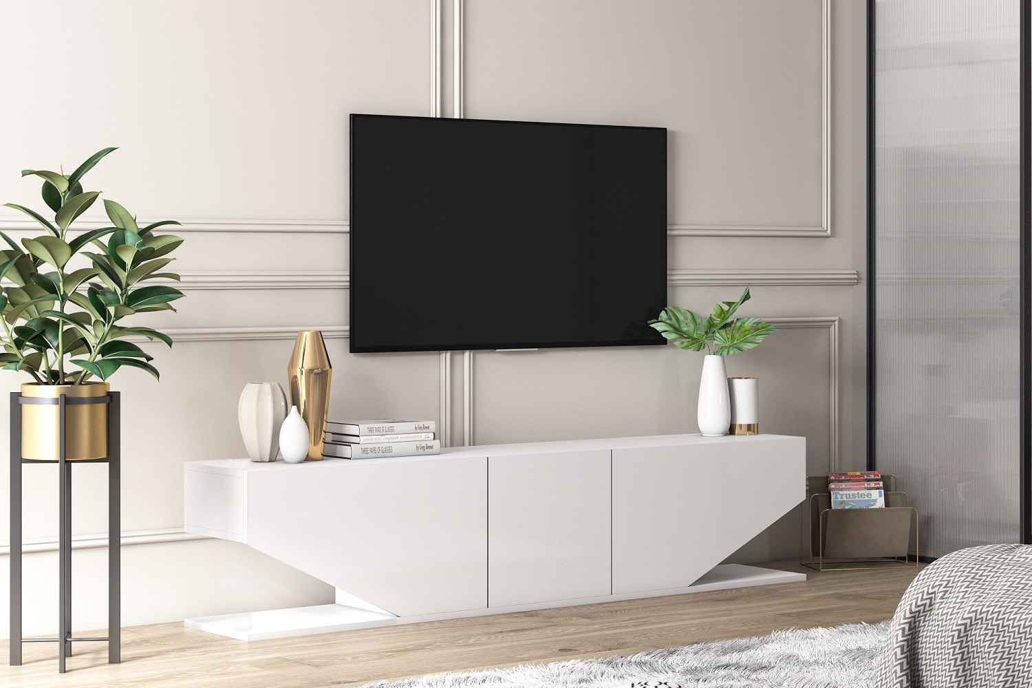 Design TV asztal Gagenia 180 cm fehér