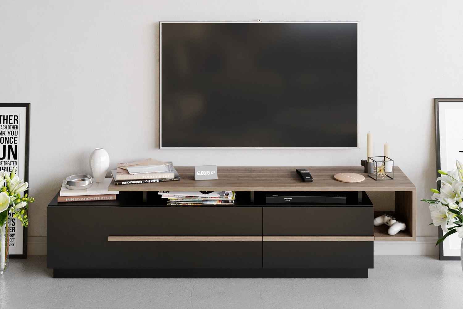 Design TV asztal Panos 180 cm fekete