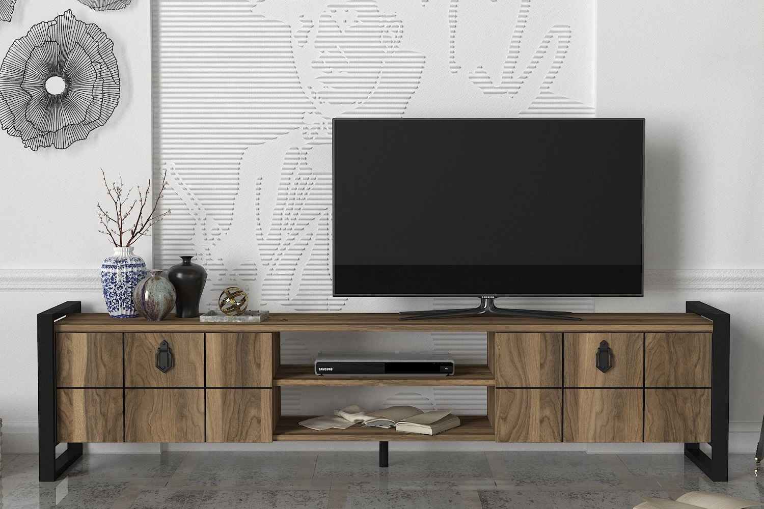 Design TV asztal Tadashi 184,5 cm dió utánzata