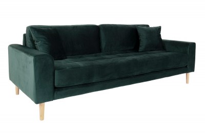 Design 3-szémelyes ülőgarnitúra Ansley 210 cm sötétzöld bársony