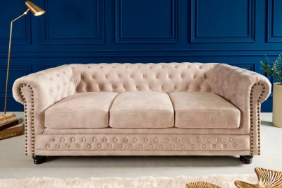 Design 3-szémelyes ülőgarnitúra Chesterfield 200 cm pezsgő bársony