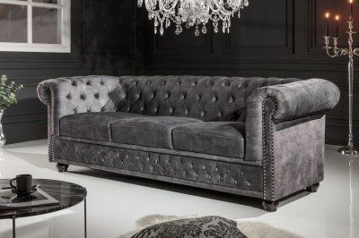 Design 3-szémelyes ülőgarnitúra Chesterfield 205 cm sötétszürke