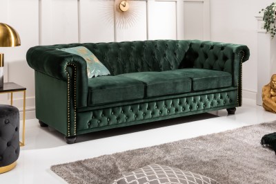 Design 3-szémelyes ülőgarnitúra Chesterfield 205 cm zöld