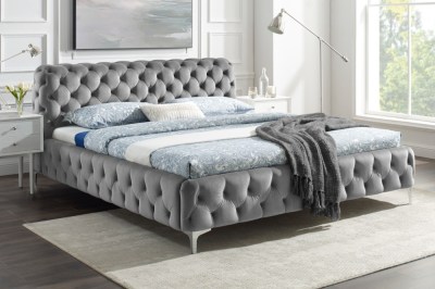 Design ágy Rococo 160 x 200 cm szürke bársony
