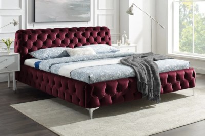 Design ágy Rococo 180 x 200 cm bordó bársony