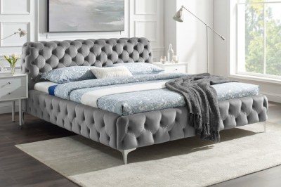 Design ágy Rococo 180 x 200 cm szürke bársony