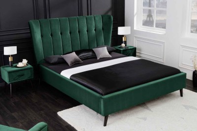 Design ágy Violetta 160 x 200 cm sötétzöld bársony