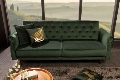 Design ágyazható kanapé Talise 220 cm zöld bársony