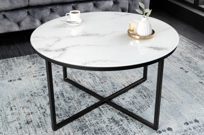 Design dohányzóasztal Latrisha 80 cm fehér - márvány utánzata