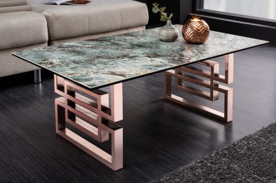 Design dohányzóasztal Salus 100 cm türkiz - márvány utánzata