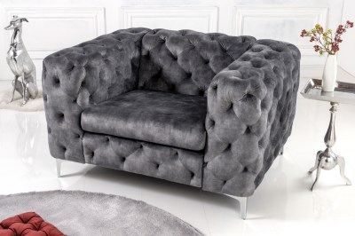 Design fotel Rococo sötétszürke bársony
