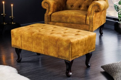 Design puff Chesterfield mustársárga bársony