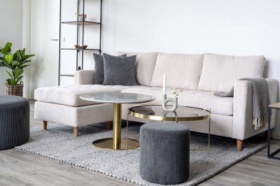 Design sarok ülőgarnitúra Magdala homokszínű kordbársony
