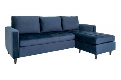 Design sarok ülőgarnitúra Magdala sötétkék bársony