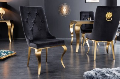 Design szék Rococo Levia fej fekete / arany