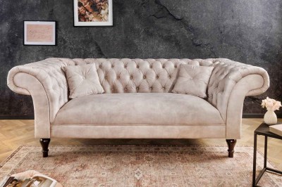 Design ülőgarnitúra Rubby Chesterfield 225 cm pezsgő bársony	