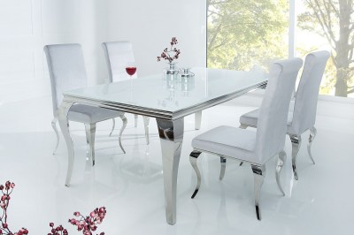 Étkezőasztal Rococo 180 cm fehér / ezüst 