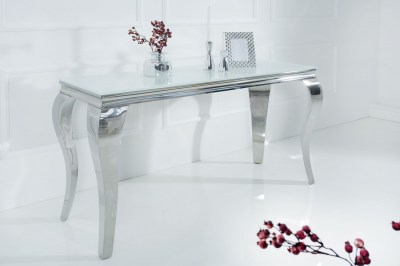Stílusos konzolasztal Rococo 140cm fehér / ezüst