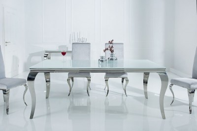 Jedálenský stôl Rococo 180 cm biela / strieborná 