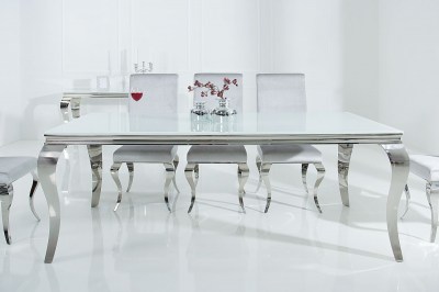 Jedálenský stôl Rococo 200 cm biela / strieborná 