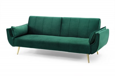 Nyitható ülőgarnitúra Amiyah / 215 cm - zöld bársony / arany