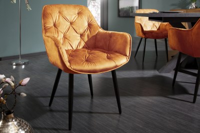 Design szék Garold mustársárga bársony 