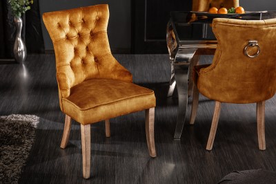 Design szék Queen bársony mustársárga