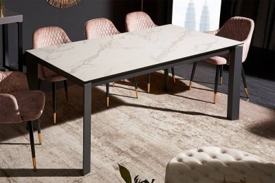Széthúzható étkezőasztal Narissara X7 180-240 cm fehér - márvány utánzata